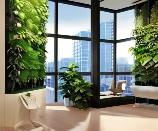 Вертикальное озеленение рабочего пространства для улучшения психического здоровья и повышения энергетического уровня в городе