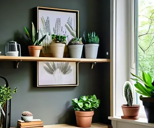Создайте уголок природы дома с растениями и натуральными материалами для снижения стресса и повышения продуктивности.