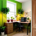 Создайте "зеленый уголок" на рабочем месте: растения, натуральные материалы и уютные аксессуары для повышения креативности и снижения стресса.